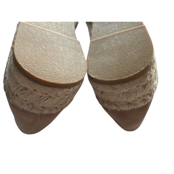 Steve Madden Rhinestone Suede Platform Espadrilles Proud Beige Silver Size 8 - Picture 3 of 9